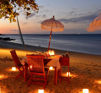 Couple riding ATVs in Bali