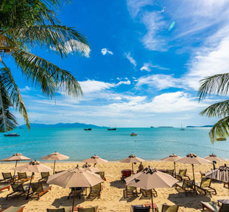 Couple riding ATVs in Bali
