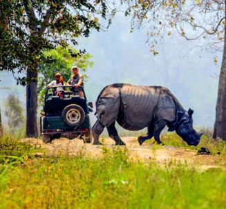 Couple riding ATVs in Bali