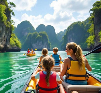 Couple riding ATVs in Bali
