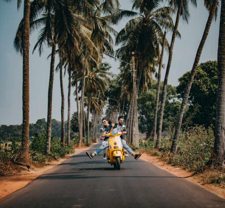 Couple riding ATVs in Bali